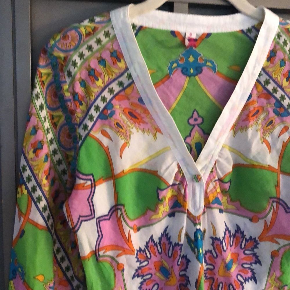 Taka boHo chic beach cover-up long sleeve. With embroidered trim